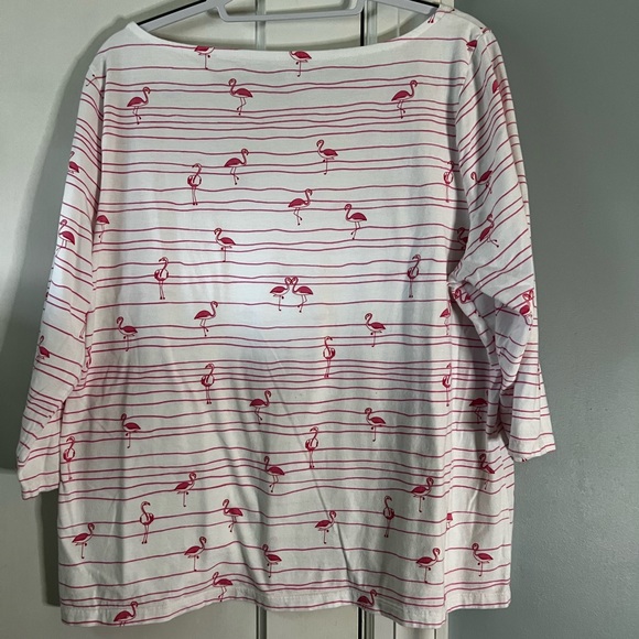Pink Flamingos Talbots crewneck 3/4 sleeve shirt 🦩🦩 - Picture 6 of 6
